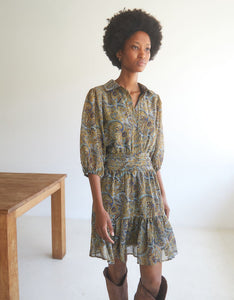 Bedrucktes Mini-Kleid mit Rüschen
